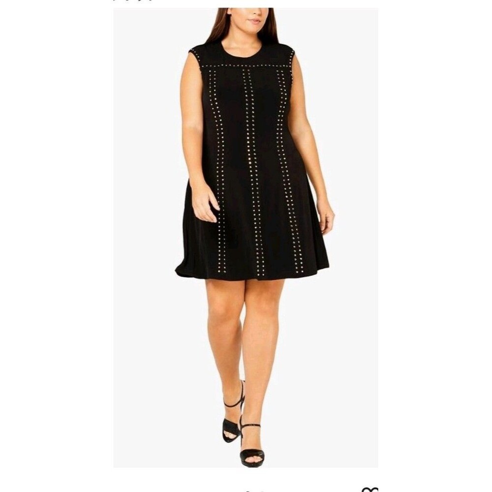 Calvin Klein Little Black Gold Studded Sleeveless Shift Dress 2X  Plus Size